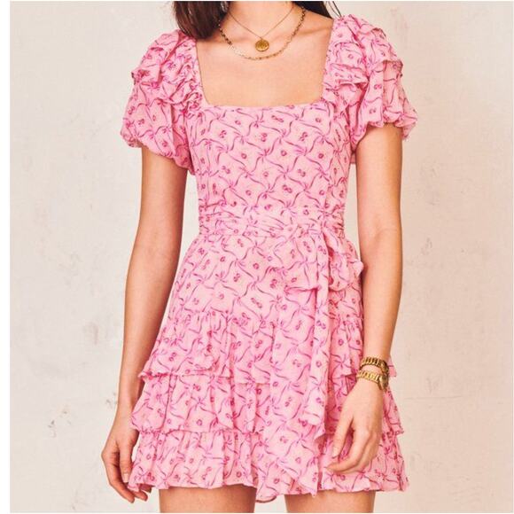 LoveShackFancy Dresses & Skirts - LOVESHACKFANCY Kimbra Dress Pink Bonnet Silk {Y30}